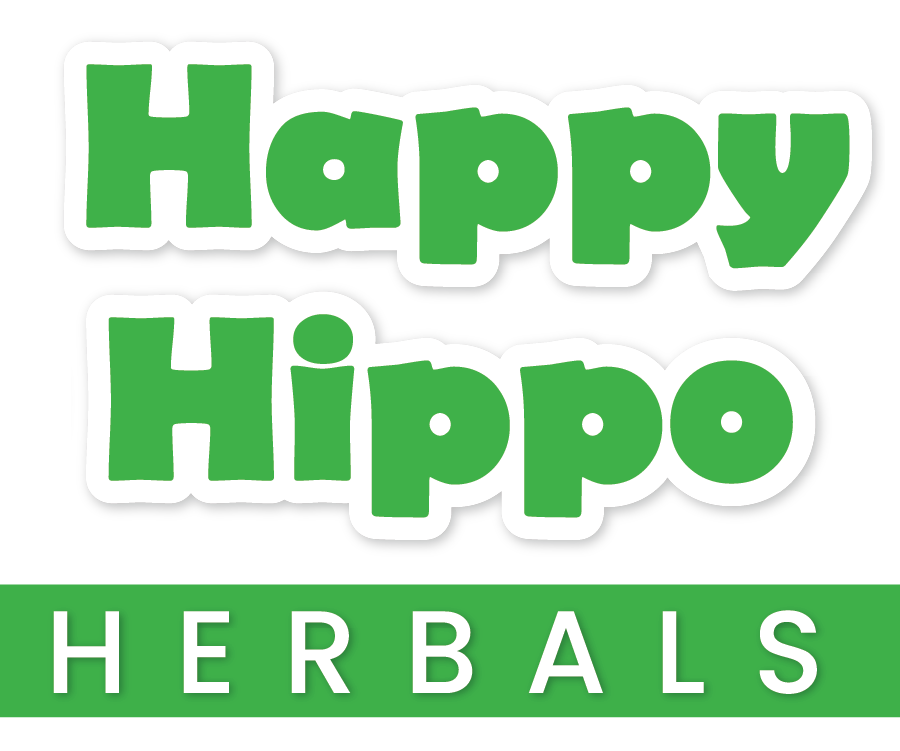 happy hippo logo w herbals stacked